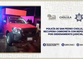 Policía de San Pedro Cholula recupera camioneta con reporte por ordenamiento judicial