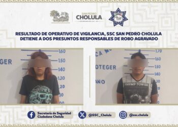 Resultado de operativo de vigilancia, SSC de San Pedro Cholula detiene a dos presuntos responsables de robo agravado