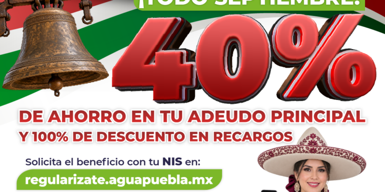 Agua de Puebla amplía en septiembre los beneficios del programa “Regularízate” con ahorro del 40% en adeudo y 100% en recargos
