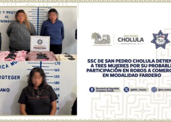 SSC de San Pedro Cholula detiene a tres mujeres por su probable participación en robos a comercio en modalidad fardero