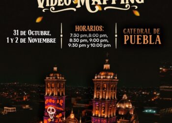 Invita Gobierno de Pepe Chedraui a disfrutar del videomapping de Día de Muertos en la Catedral de Puebla